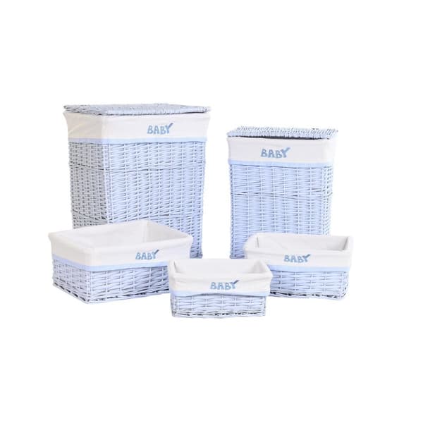 Kurvsett DKD Home Decor Blå Seleste flettet Barne 44 x 34 x 56 cm 5 Deler
