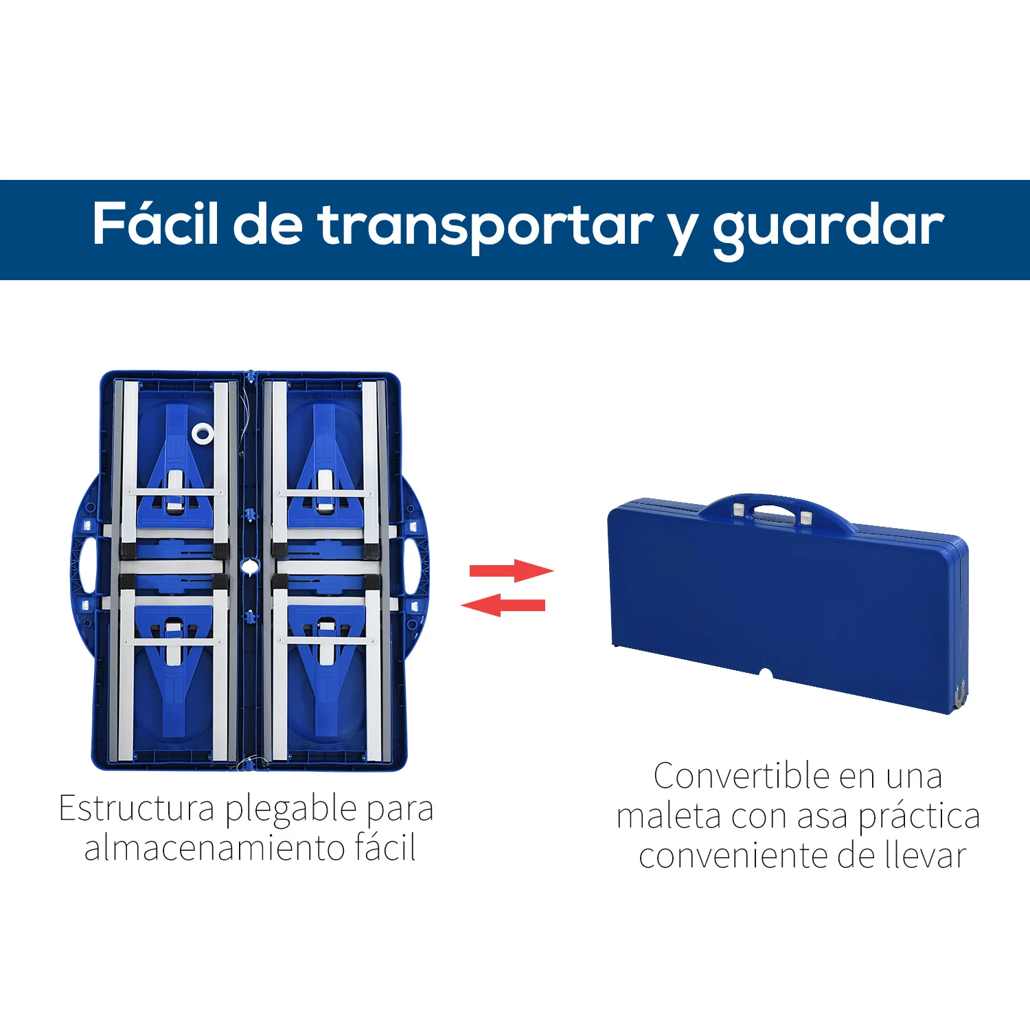 Mesa dobrável portátil Outsunny azul para camping, com 4 assentos e orifício para guarda-sol.