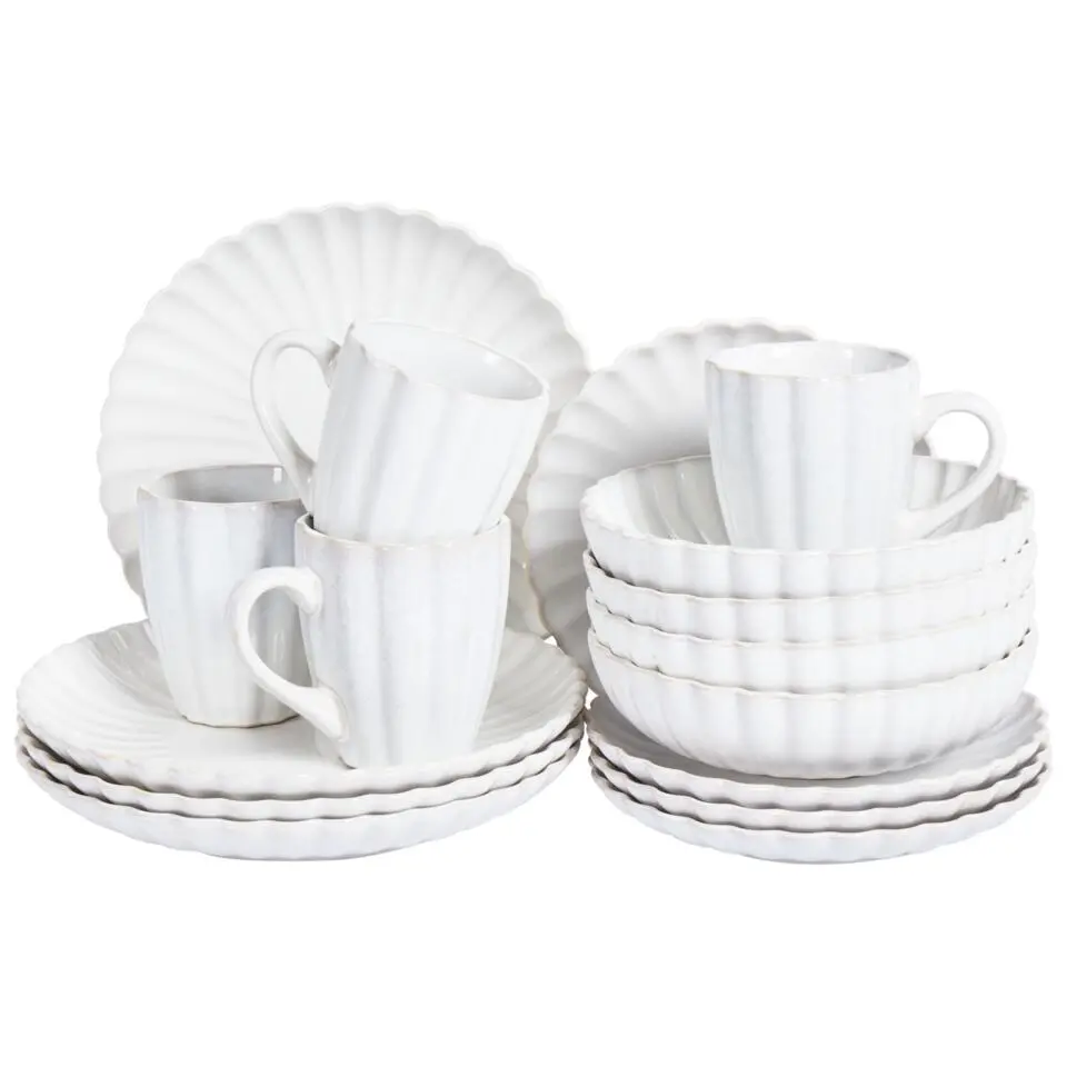 NETTLE - Servies set van 16 - Gebroken wit - Steengoed