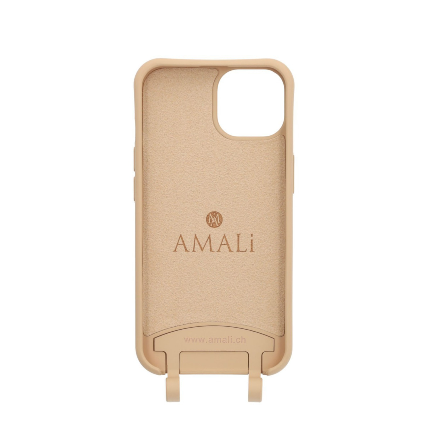 iPhone 14 Handy Hülle Elegantes Case mit abnehmbarem Necklace Adapter - Nude / Silver