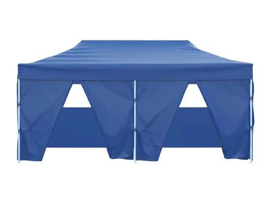 Tente de réception pliable avec 4 parois 3x6 m Acier Bleu