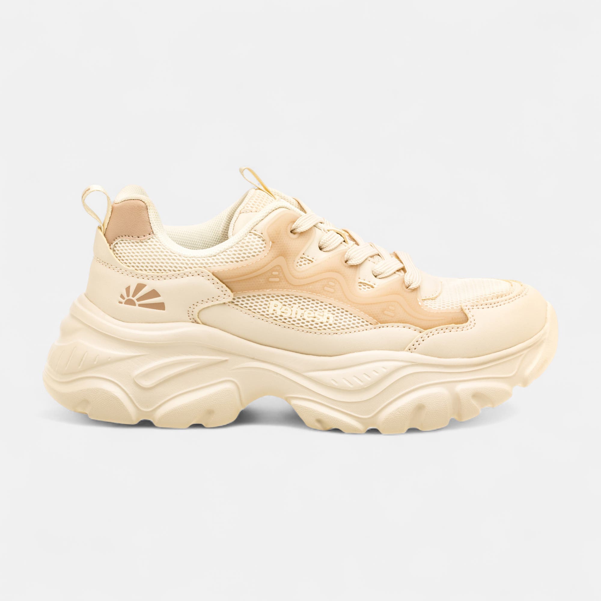 Baskets basses à talon compensé Femme beige
