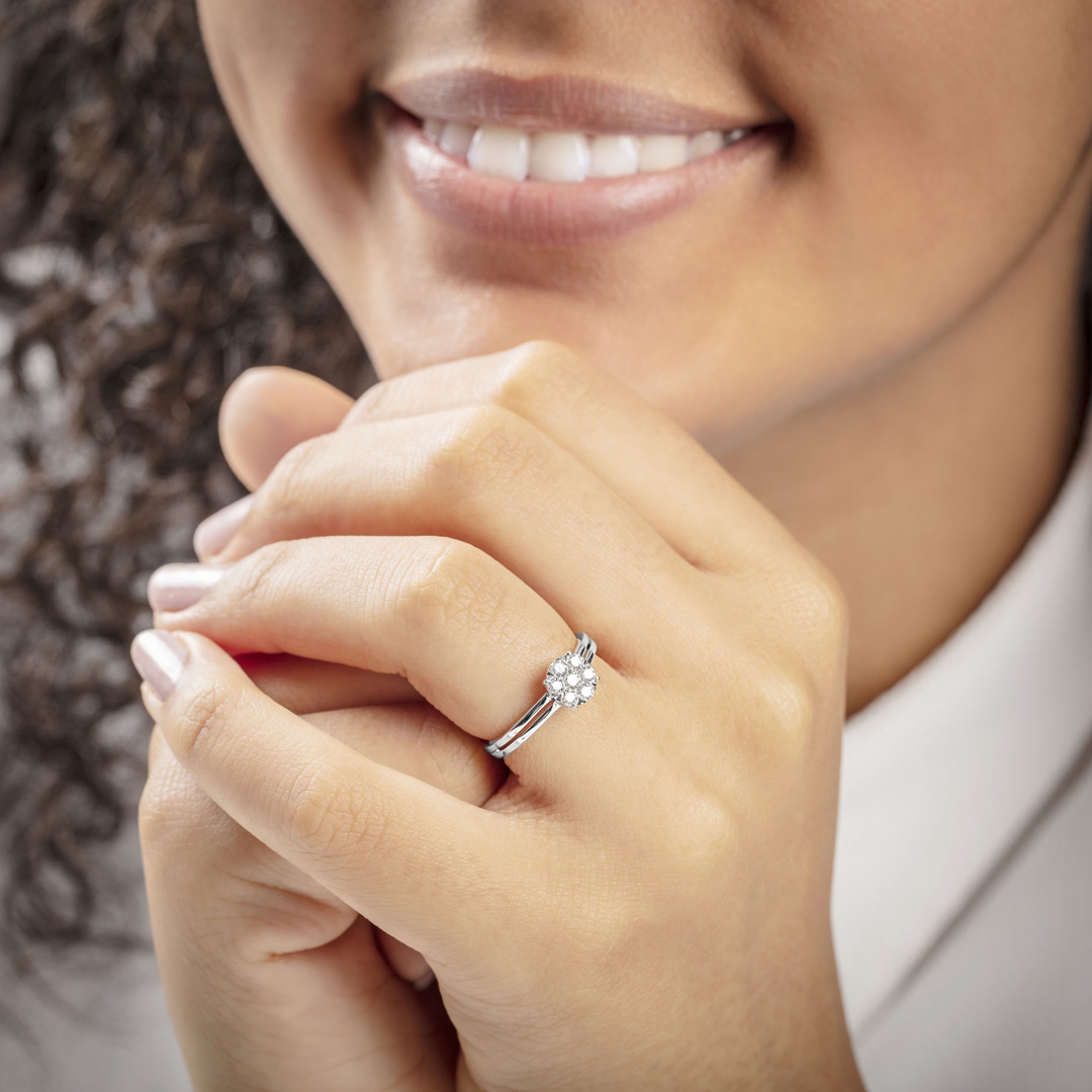 Verlobungsring 750/18 K Weissgold mit Diamanten 0.33 ct H/si