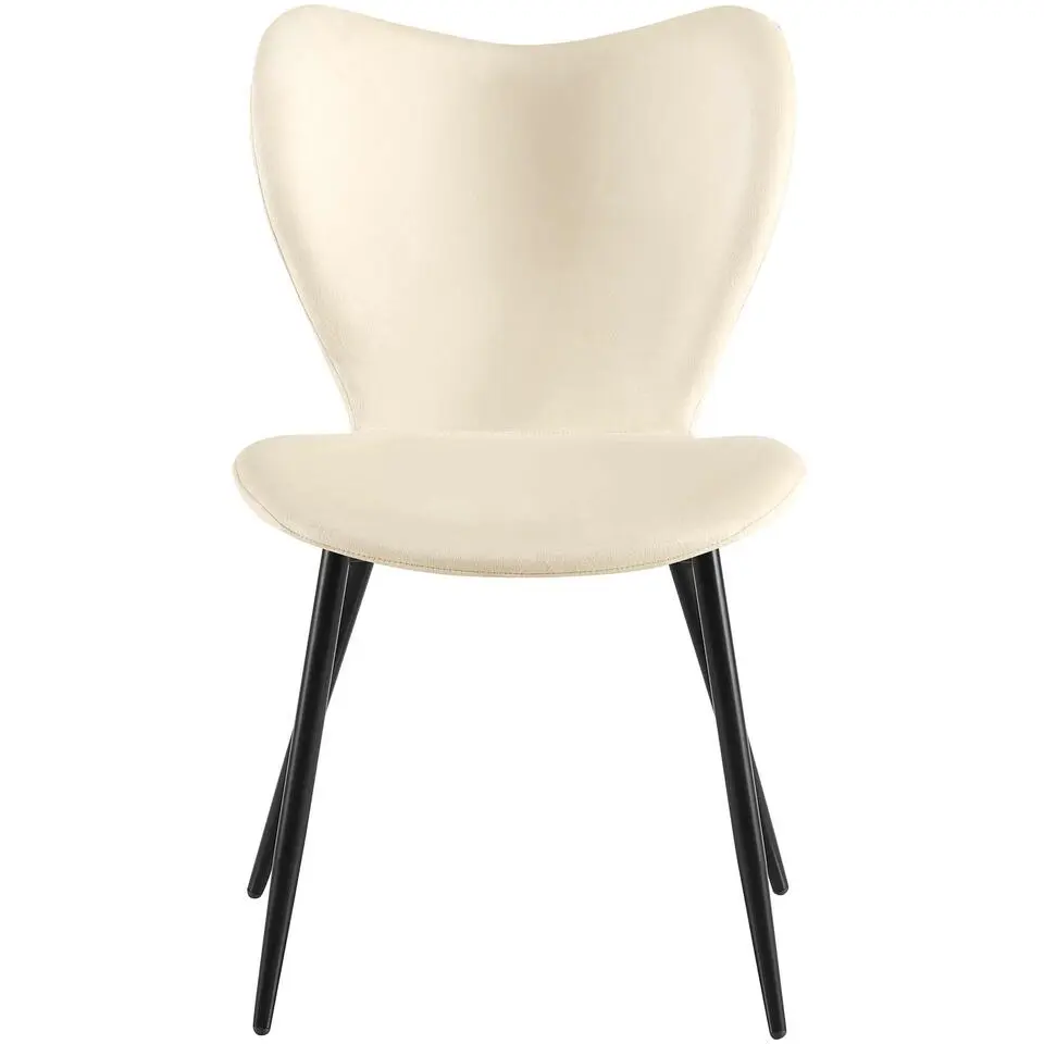CLP Eetkamerstoel Maika zwart Frame - Fluweel - creme