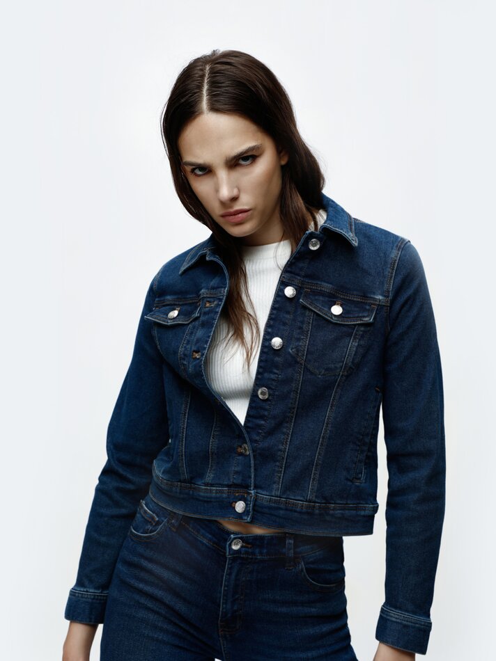 Jaqueta jeans básica - Azul Petróleo Claro