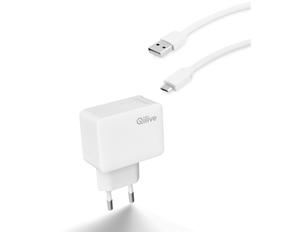 CARREGADOR MICROUSB QILIVE 885746 2A COM CABO BRANCO