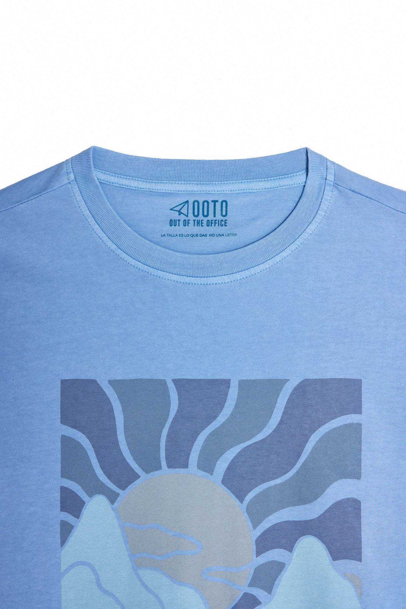 Camiseta com estampa de pôr do sol - Azul