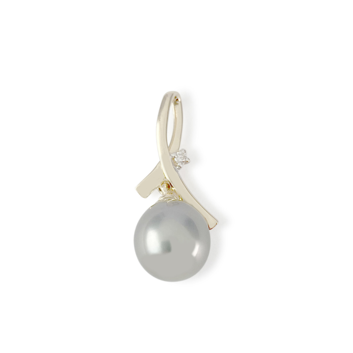 Pendentif d'occasion or 750 jaune diamant perle de Tahiti