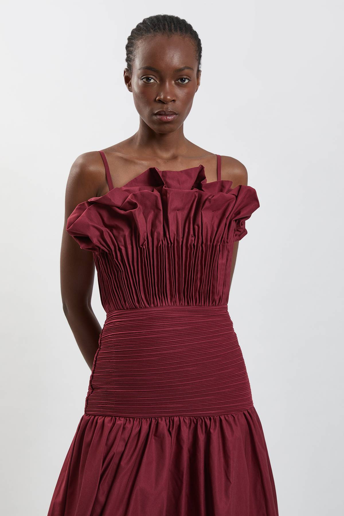 KarenMillen Robe Midi En Taffetas À Volants Pour Petite Taille