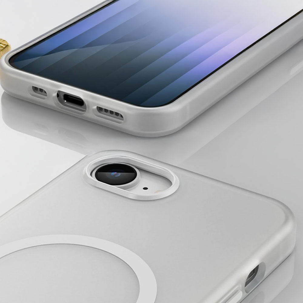 iPhone 16e MagSafe Hybrid Hülle TPU Bumper Slim Design Matt - Weiss / Transparent