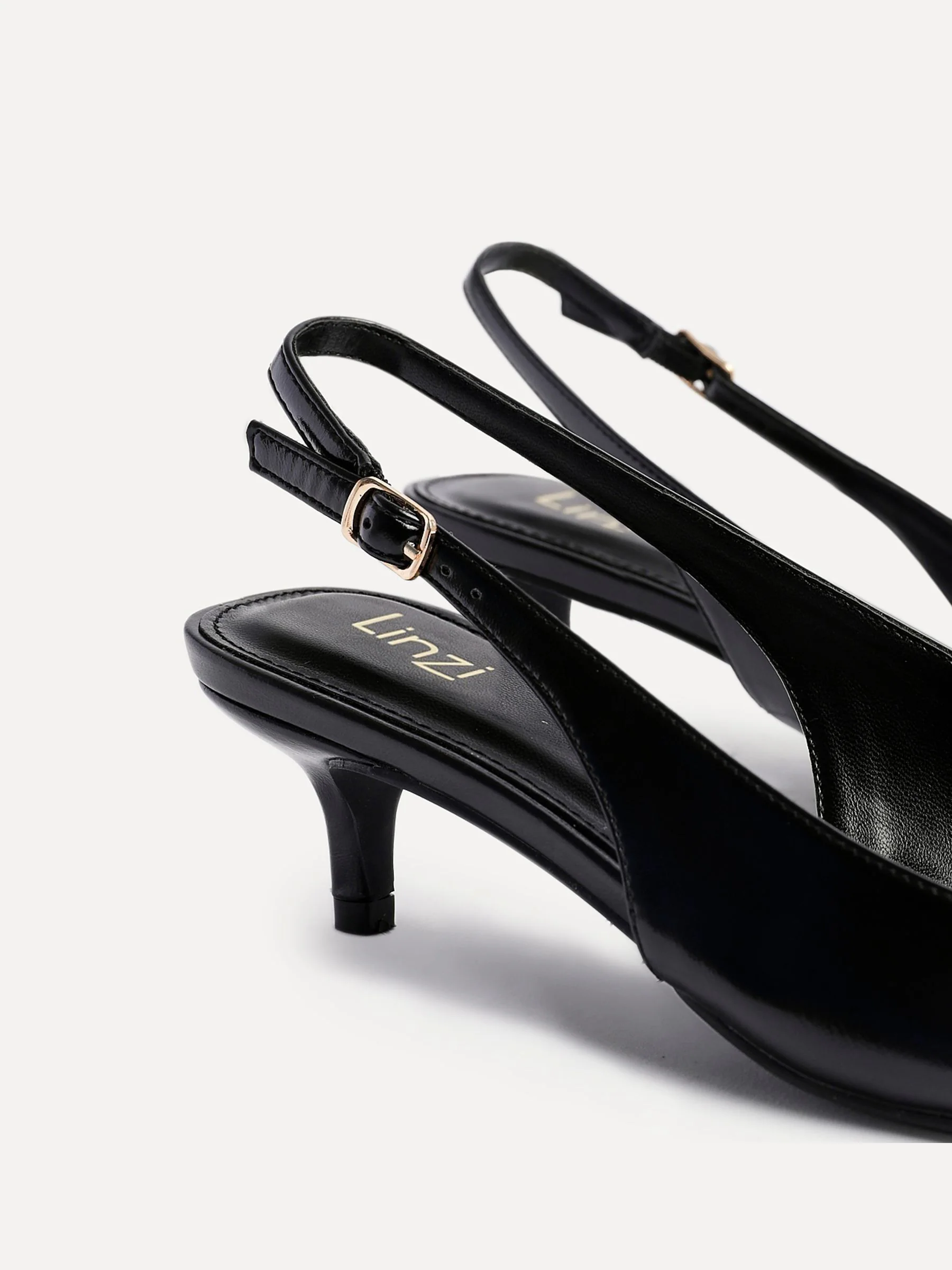 Zwart - Linzi Elvira slingback pumps met kleine hak