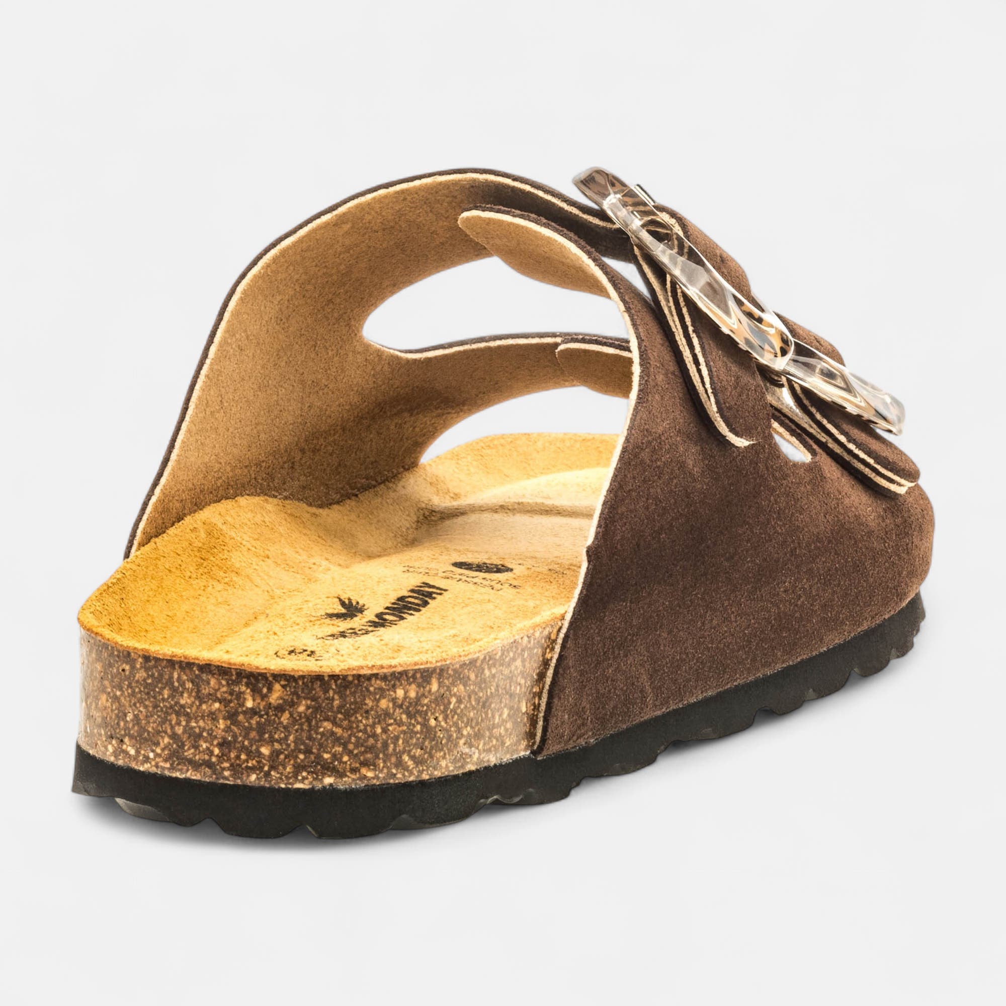 Mules semelle liège Femme en cuir marron