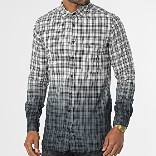 Chemise Manches Longues A Carreaux G1007 Gris Beige