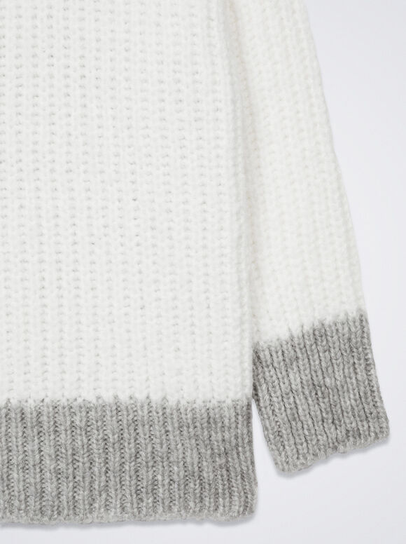 Suéter de tricô com blocos de cores - Branco-sujo