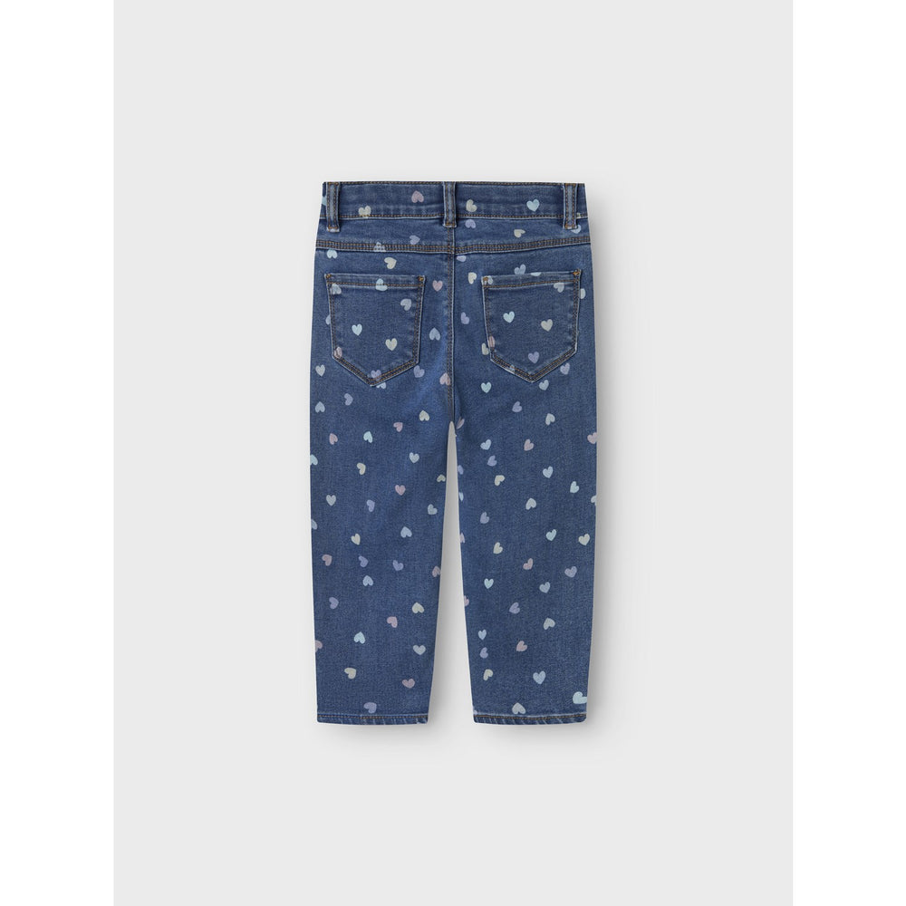 Køb Name It Denim Blue Hearts Nmfbella Mom Shaped Jeans 3555-On Noos
