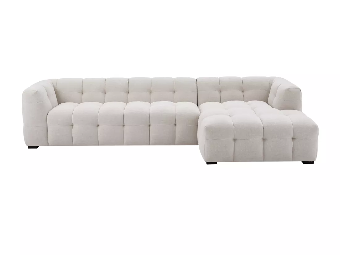 Canapé d'angle droit et pouf en tissu chiné beige DILOME de Pascal Morabito