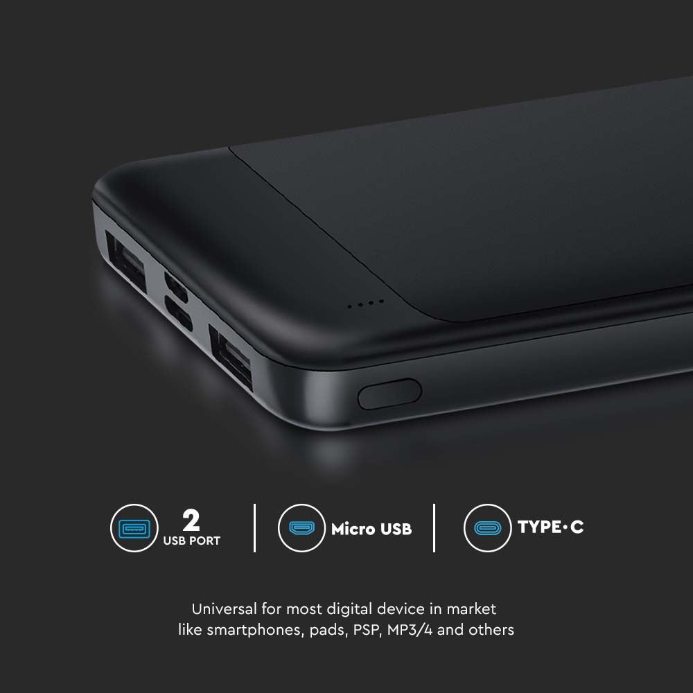 Snel oplaadbare powerbank - 10000mAh - Zwart