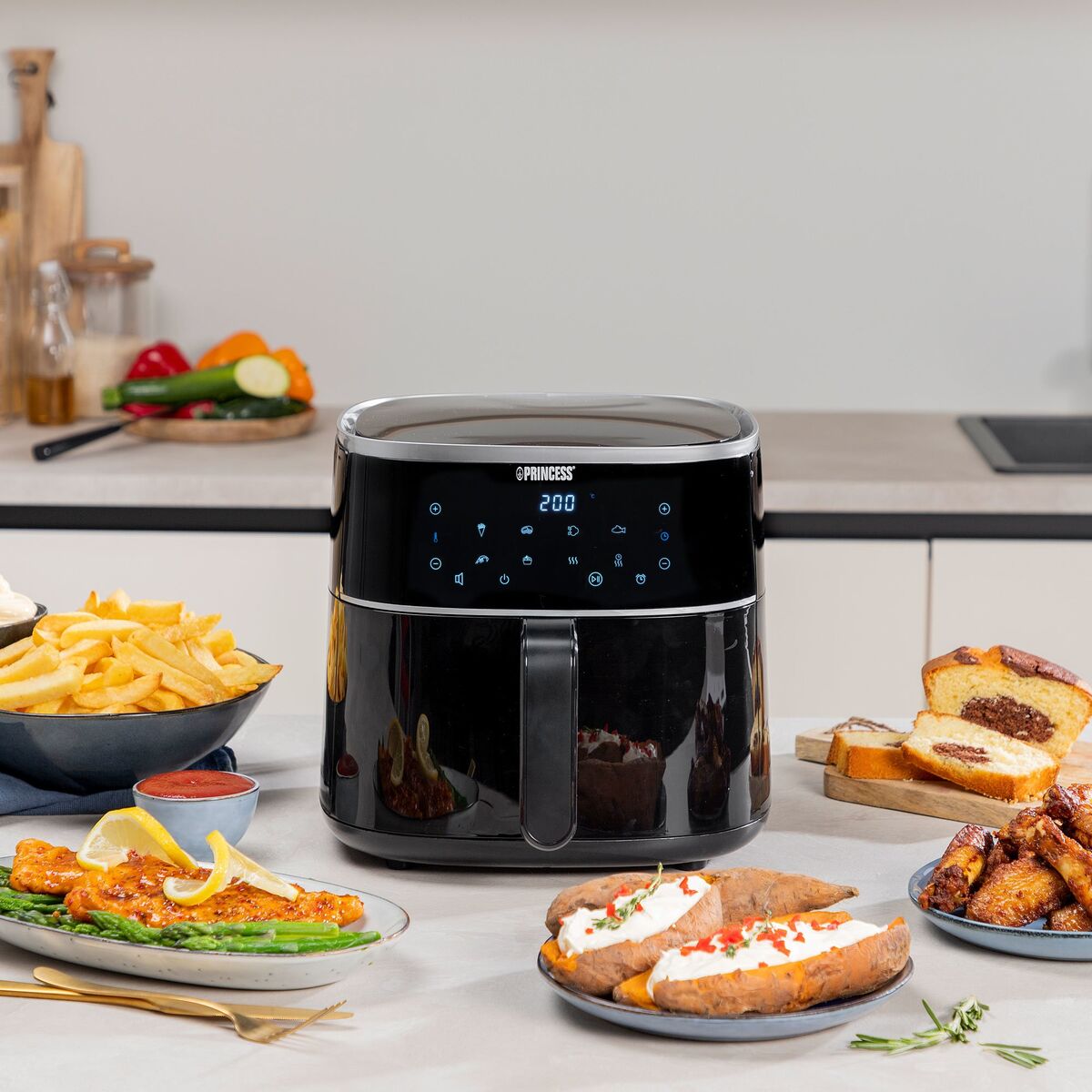Airfryer 6 liter, svart/sølv