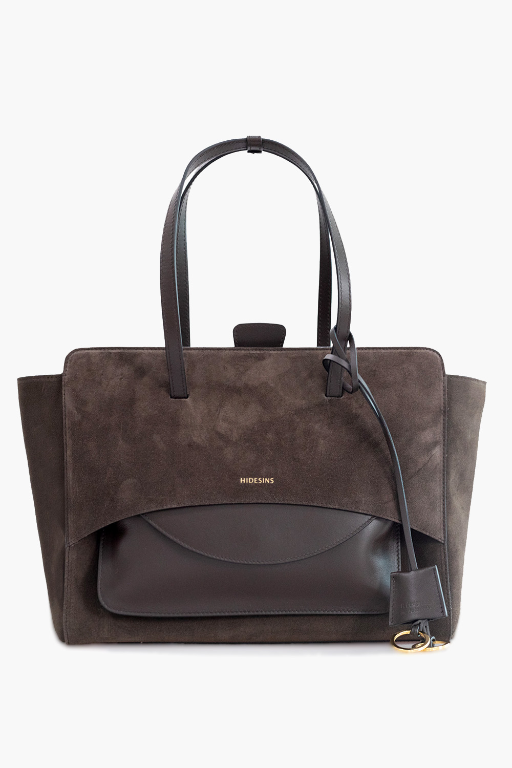 Flap L suede shoulder bag