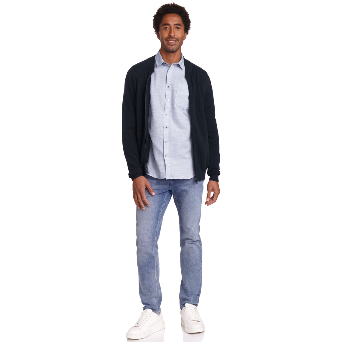 VanVaan Herren Strickjacke mit Reißverschluss dunkelblau
