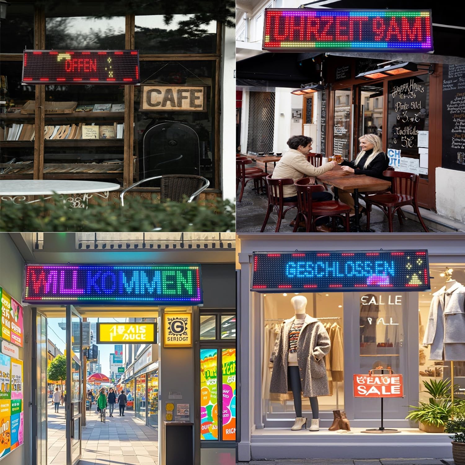 P10 Programmierbares LED-Schild | 96x16 cm SMD-Digitaldisplay mit Neon-Optik | 4000cd/m² Hochhelle Anzeige | IP65 Allwetter led-Werbeschild Für Werbetafeln, „Geöffnet-Schilder & Wohndekoration
