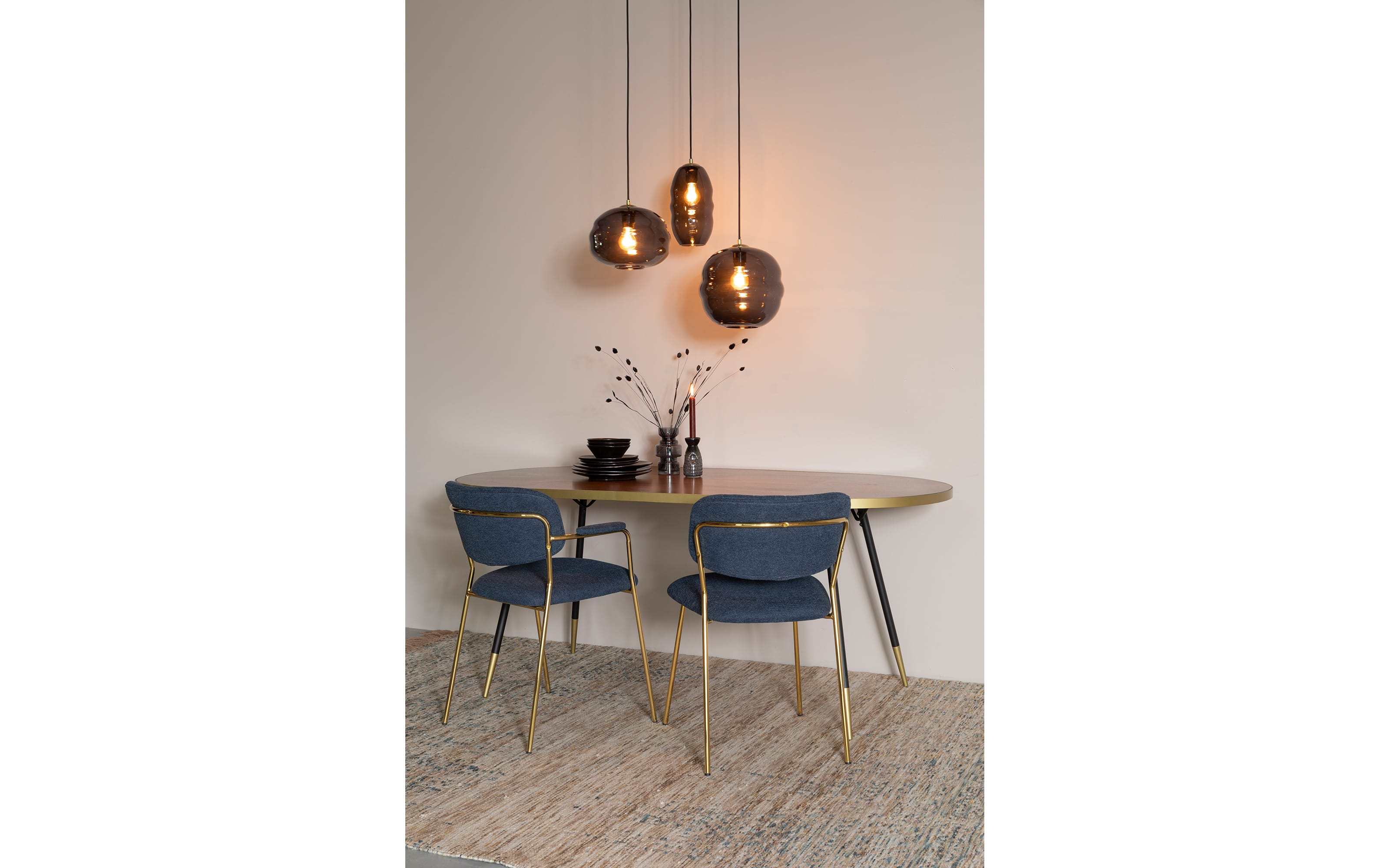 Pendelleuchte Lauren L in goldfarbig/rauchgrau, 1-flammig