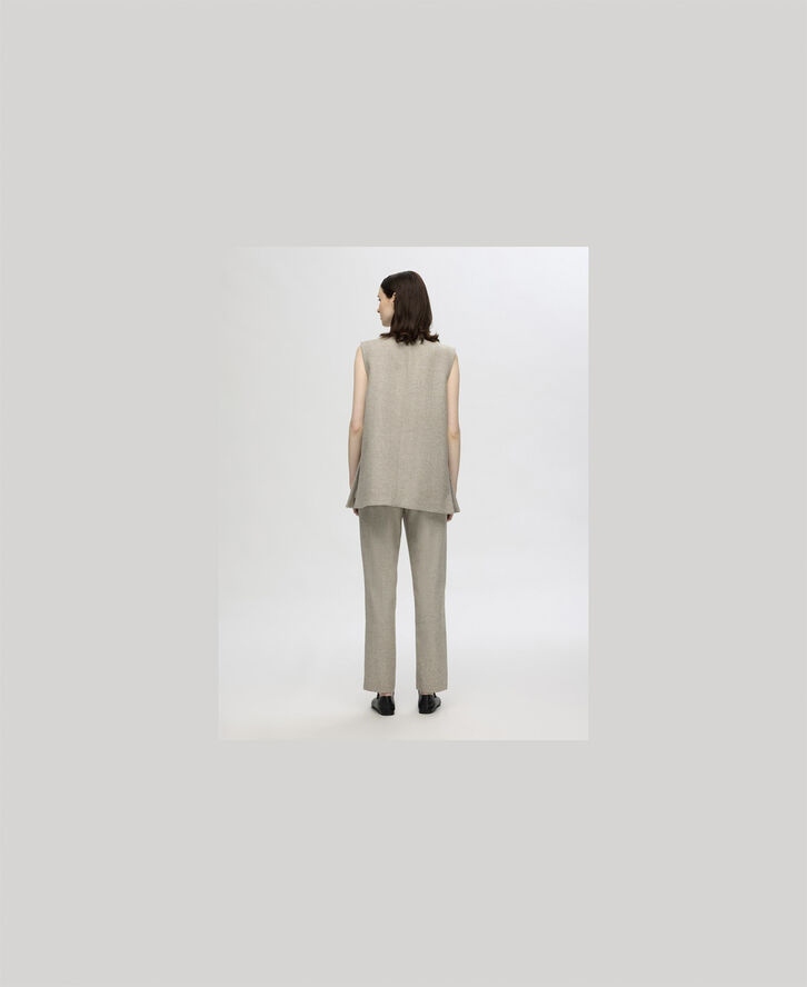 Selected Femme SLFVIVIE WOOL VEST Sandshell/herringbone
