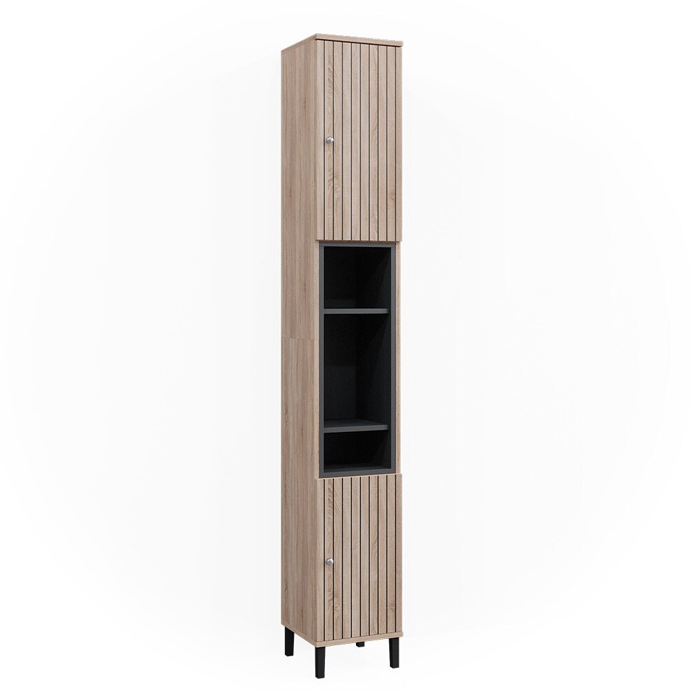 Vicco Hochschrank Aquis 30 x 190 cm, Sonoma Anthrazit, Badezimmer, modernes Design