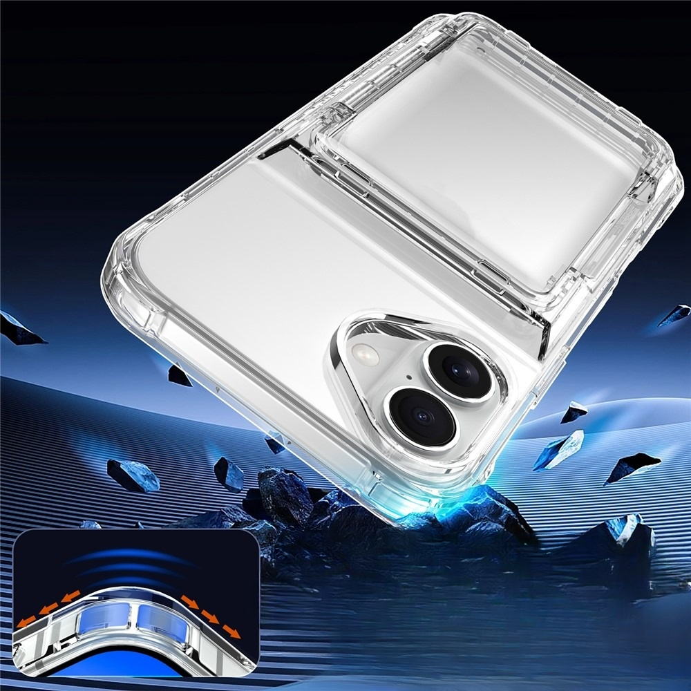 iPhone 17 Gummi Case Schutzhülle Air Cushion Fallschutz mit Kartenfach   Kickstand - Transparent