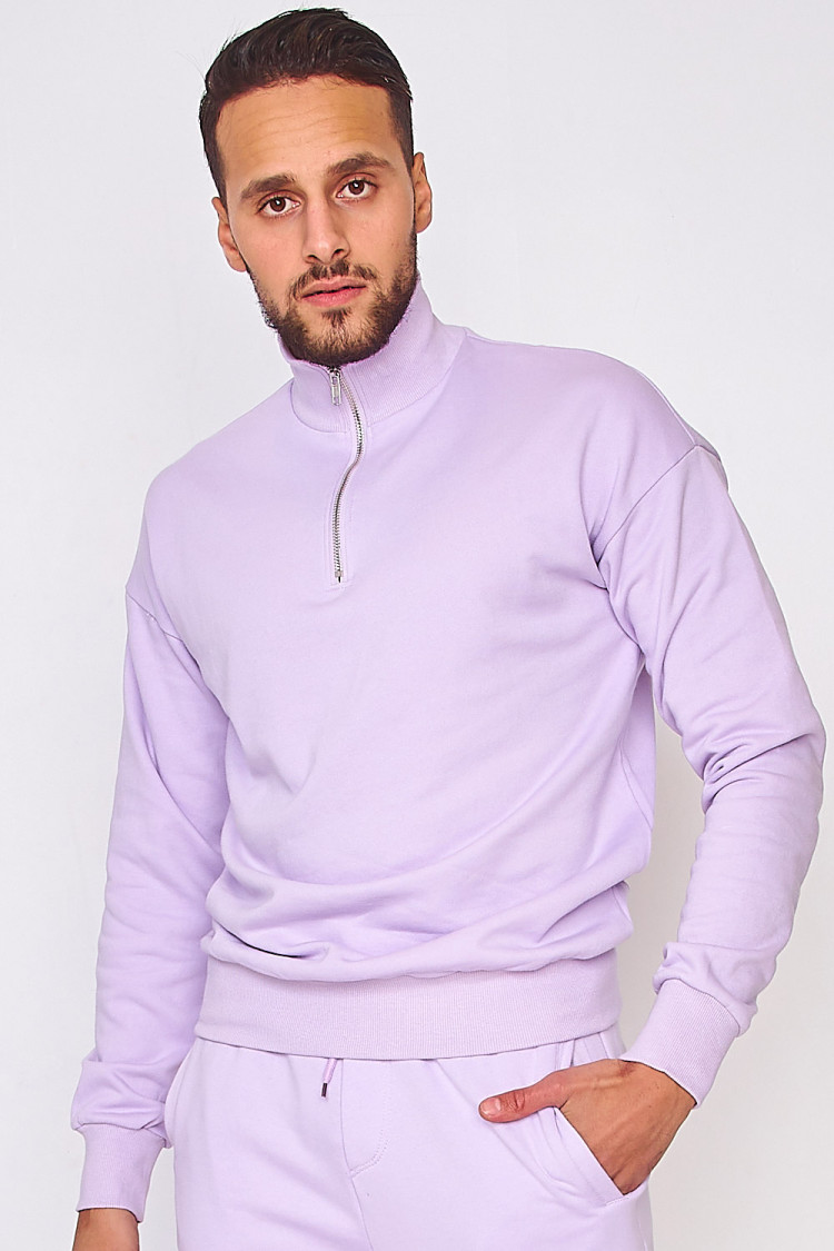 Sweat demi-zip violet