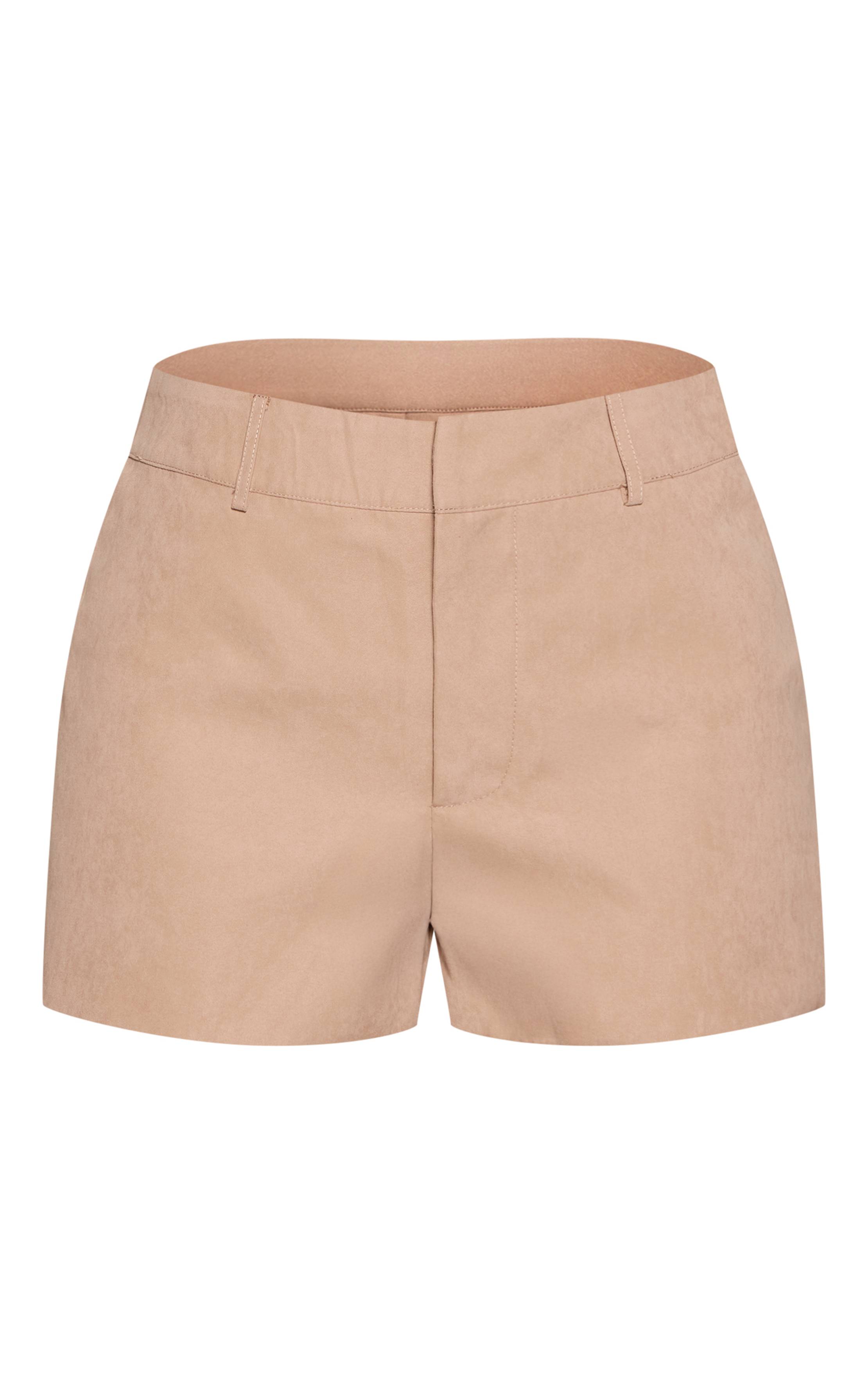 Beige Short Tailleur Peau De Pêche Petite
