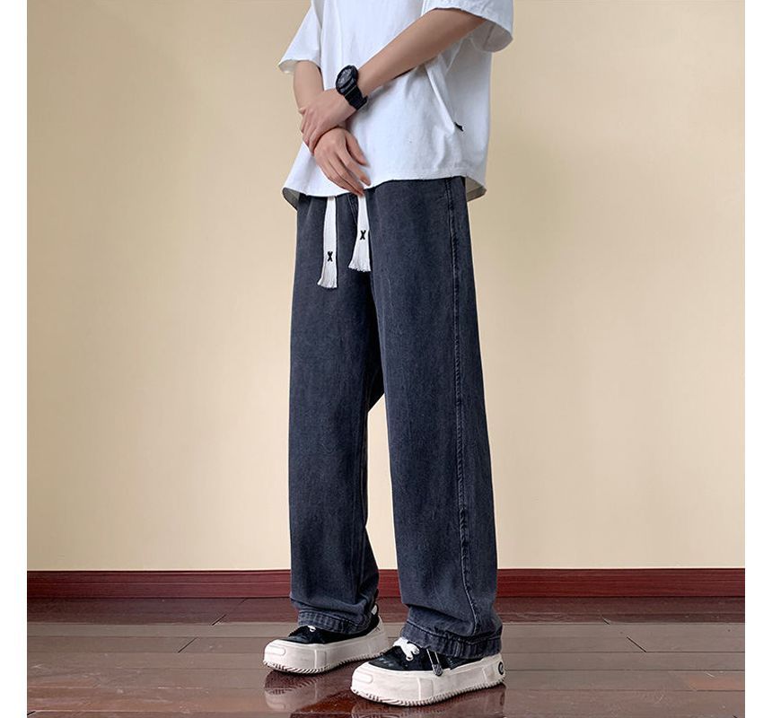 Breeson - Low Rise Washed Wide Leg Jeans