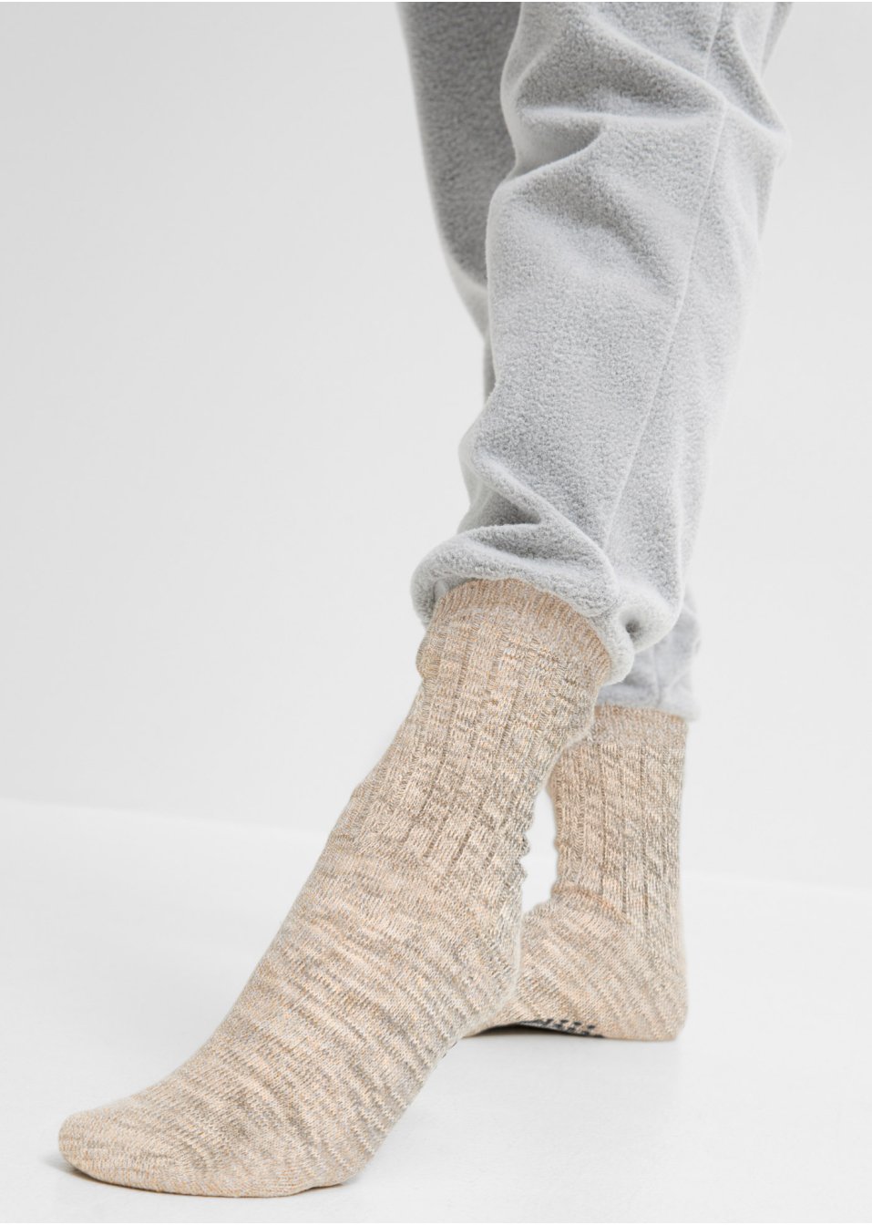 Lot de 2 paires de chaussettes d'intérieur avec semelle antidérapante