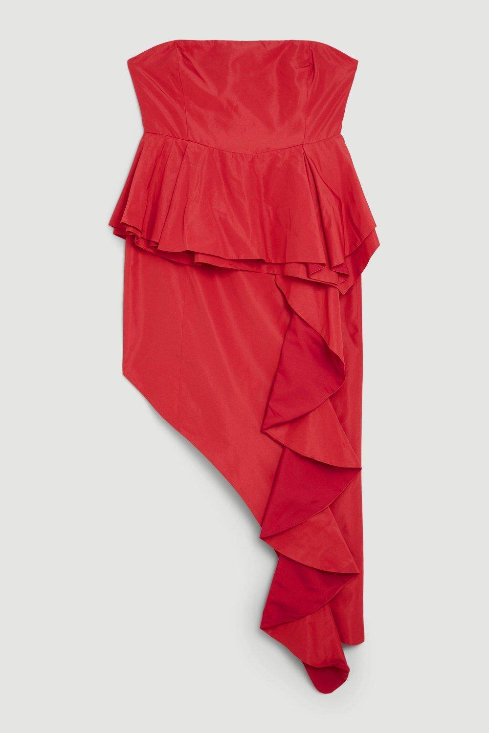 KarenMillen Robe midi ajustée en taffetas avec double détail de volant