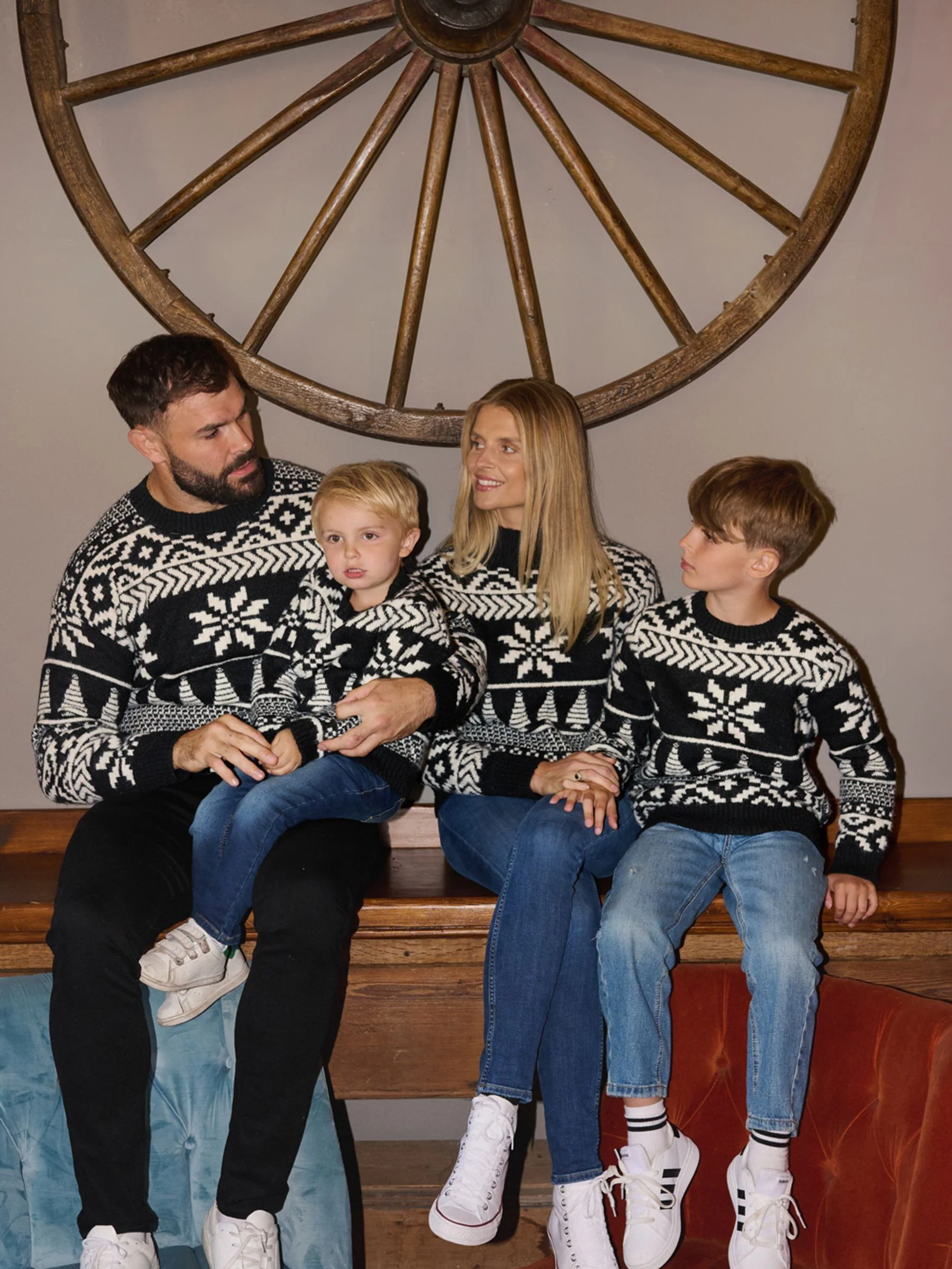 Zwart - The Little Tailor Chunky Tweekleurige Fairisle Kerstmis Trui