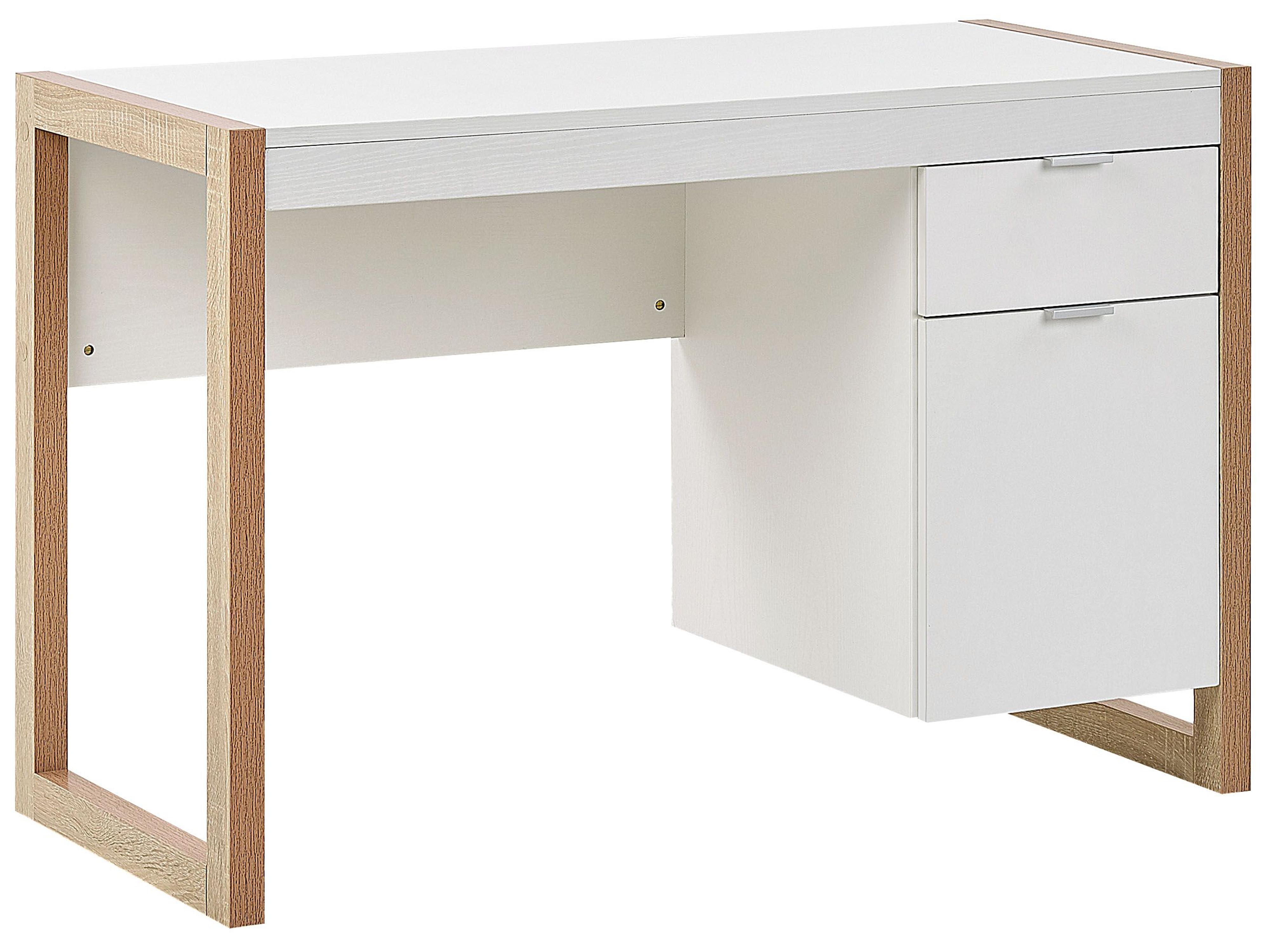 Bureau JOHNSON Bruin/wit 112 cm 50 cm met opbergruimte