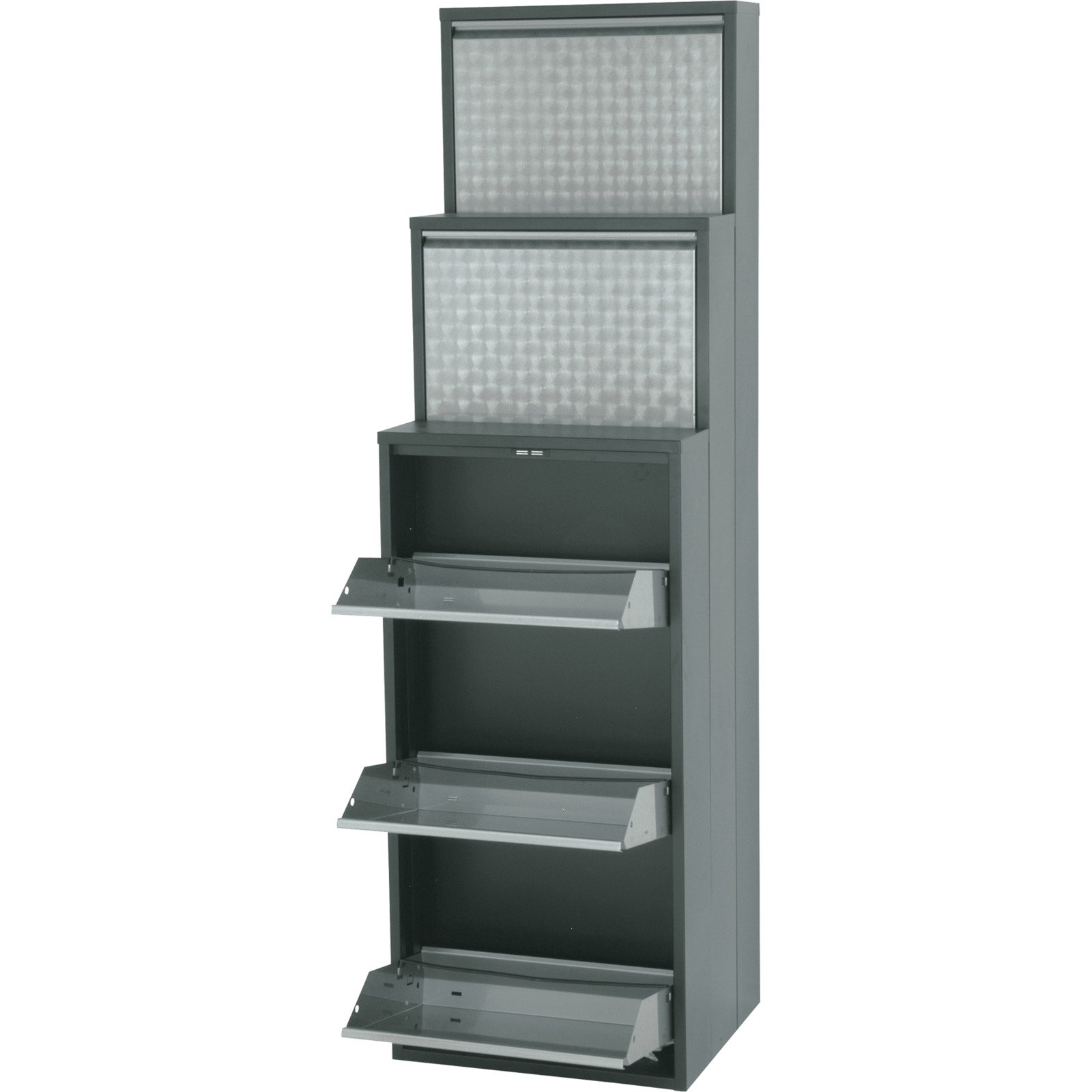 Schuhschrank Berry Metall schwarz geflext 51 x 169 x 15 cm