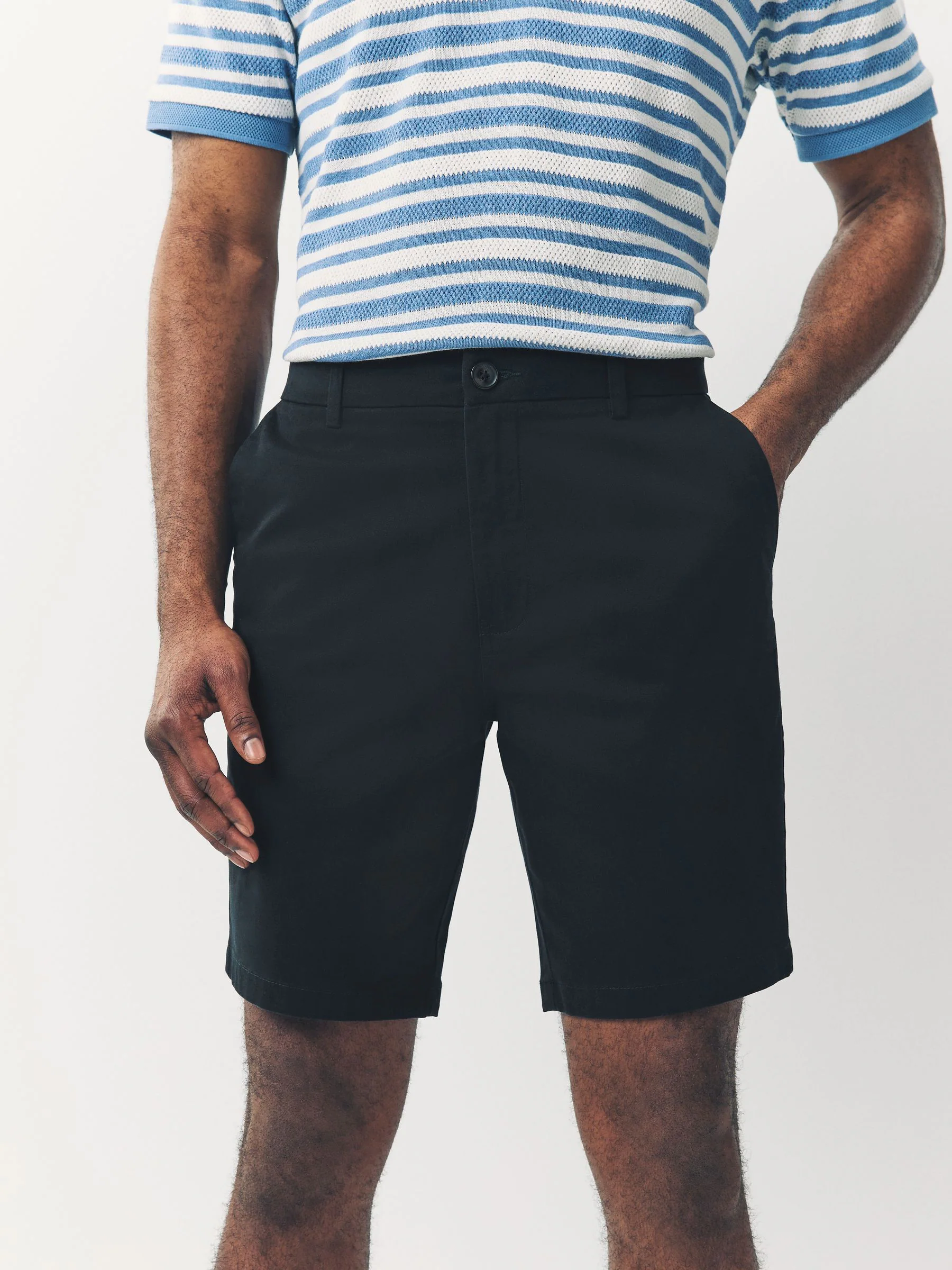Zwart/vintage Blauw/Wit/Mushroom white - Slim Fit - Set van 4 chinoshorts met stretch
