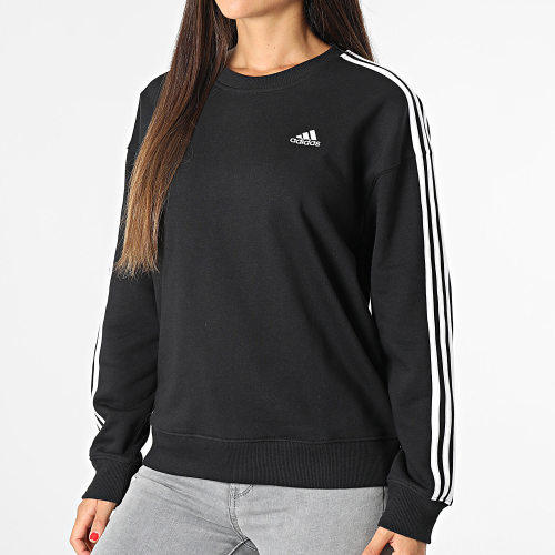 Sweat Crewneck A Bandes Femme 3S IC8766 Noir