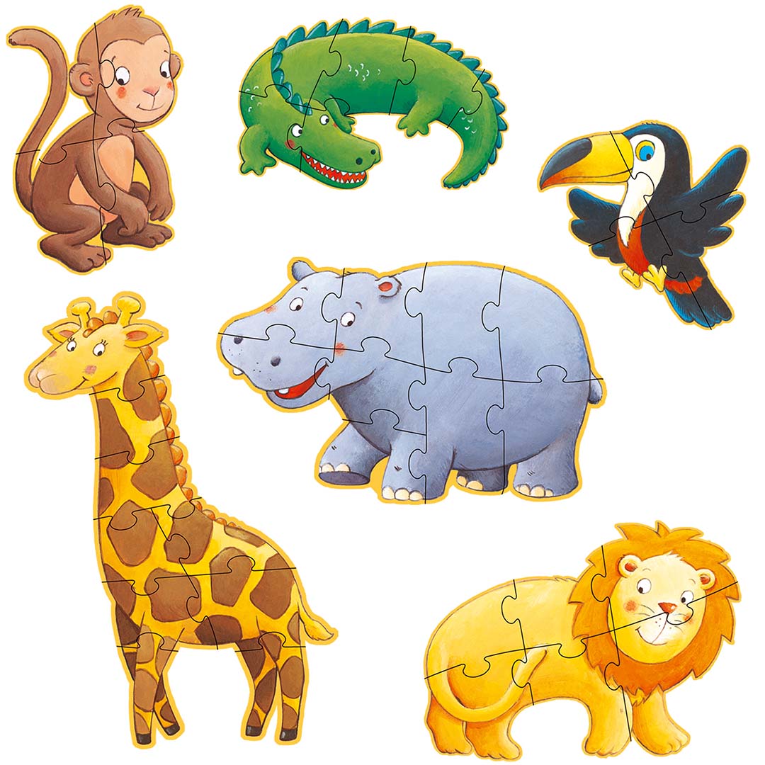 Djeco puzzels safaridieren (4, 6 en 9st) DJ07114