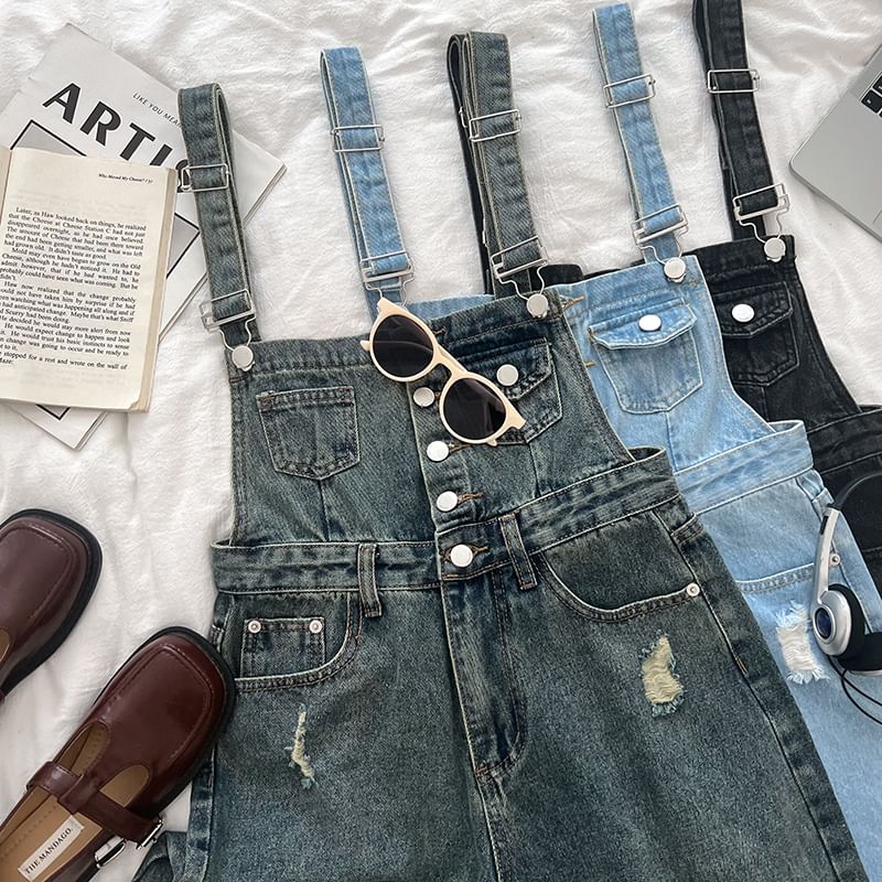 Babique - Versleten wijde denim romper