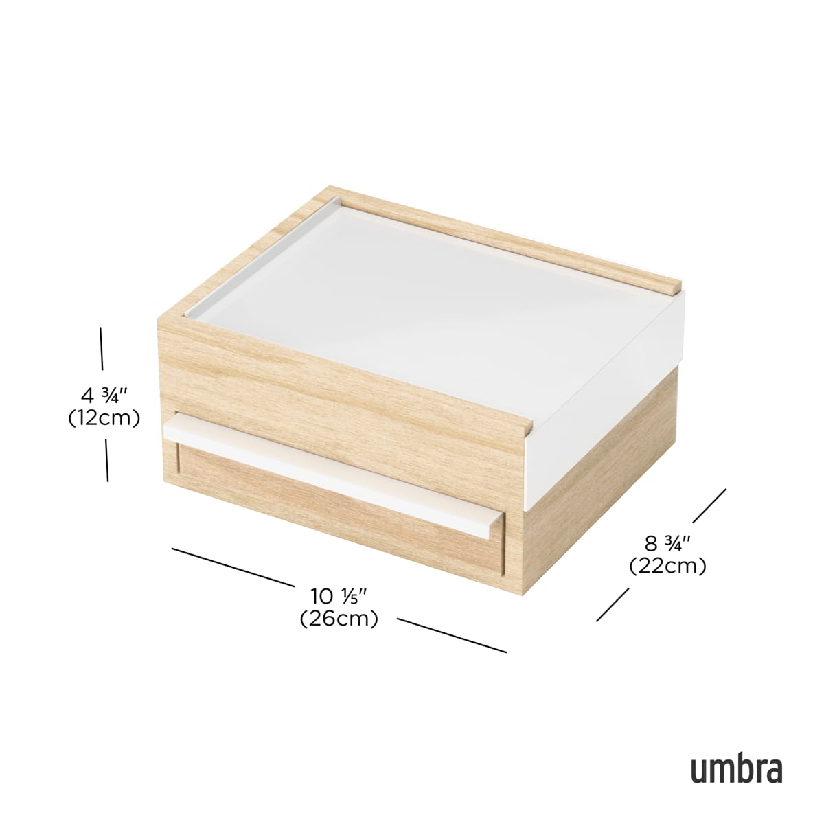 Juwelenbox Stowit wit naturel hout L
