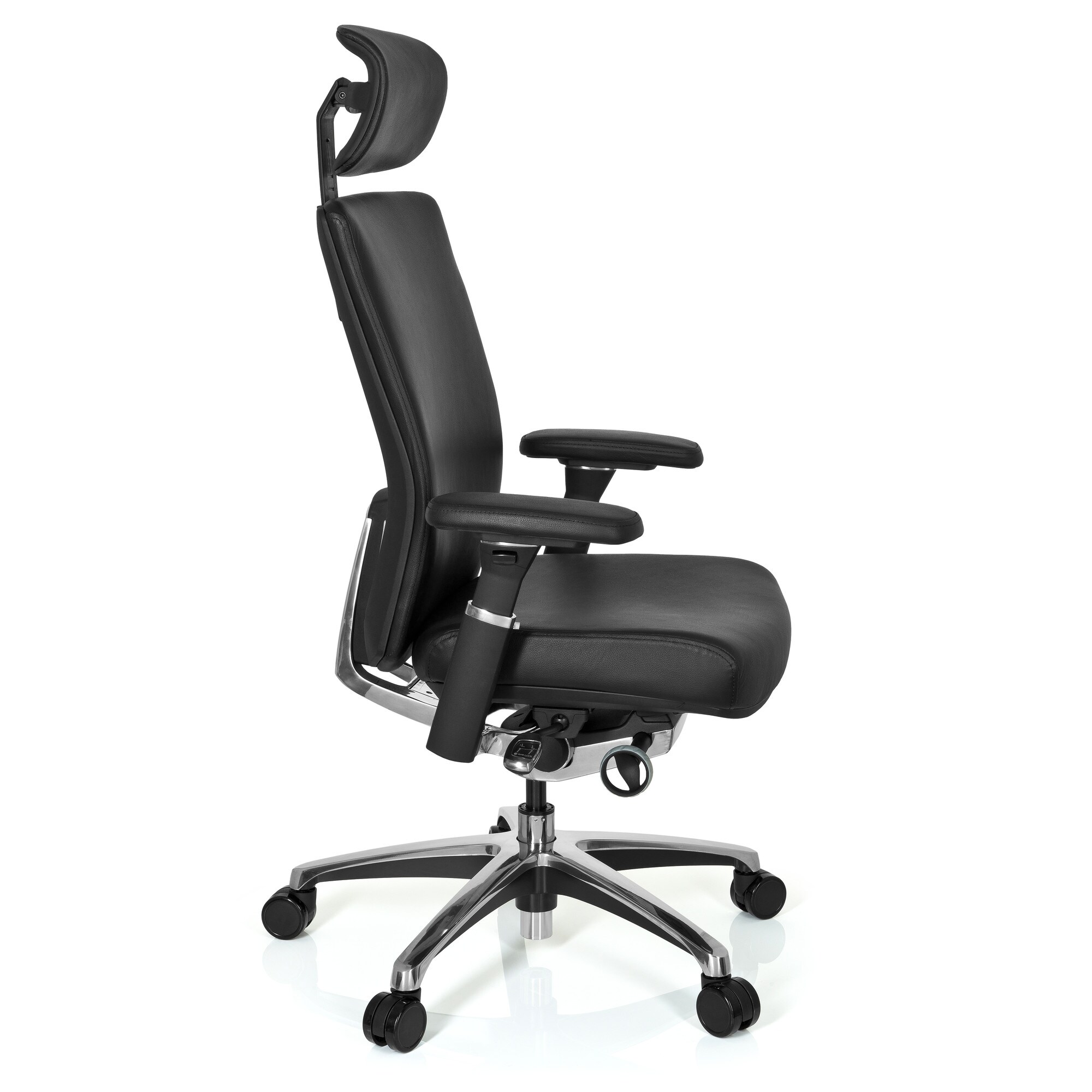 Profi Bürostuhl NOVA Leder mit Armlehnen (höhenverstellbar) hjh OFFICE