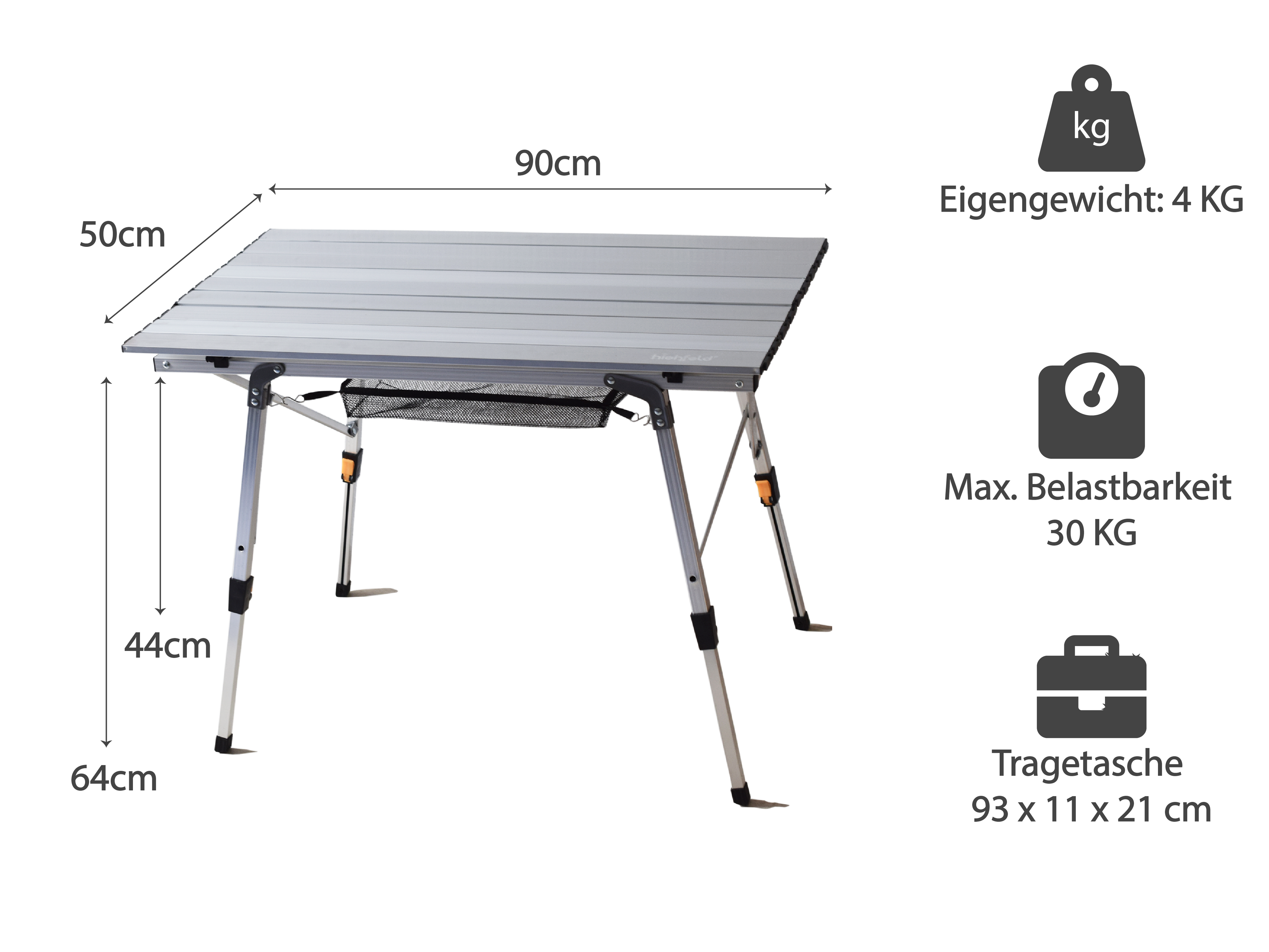 highfeld® Alu Falttisch Outdoortisch Reisetisch mit Tragetasche