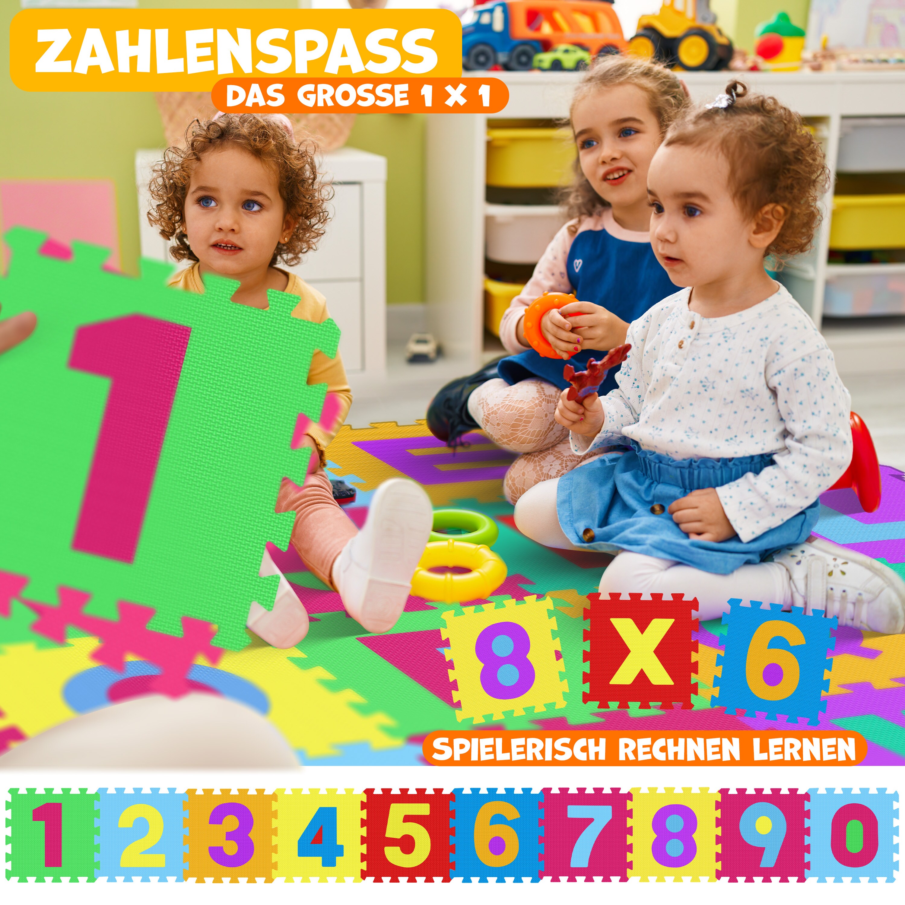 KIDIZ® 86 teilige Puzzlematte Kinderspielteppich Spielmatte Spielteppich Schaumstoffmatte Kinderteppich, Puzzle Zahlen und Buchstaben Schutzmatte