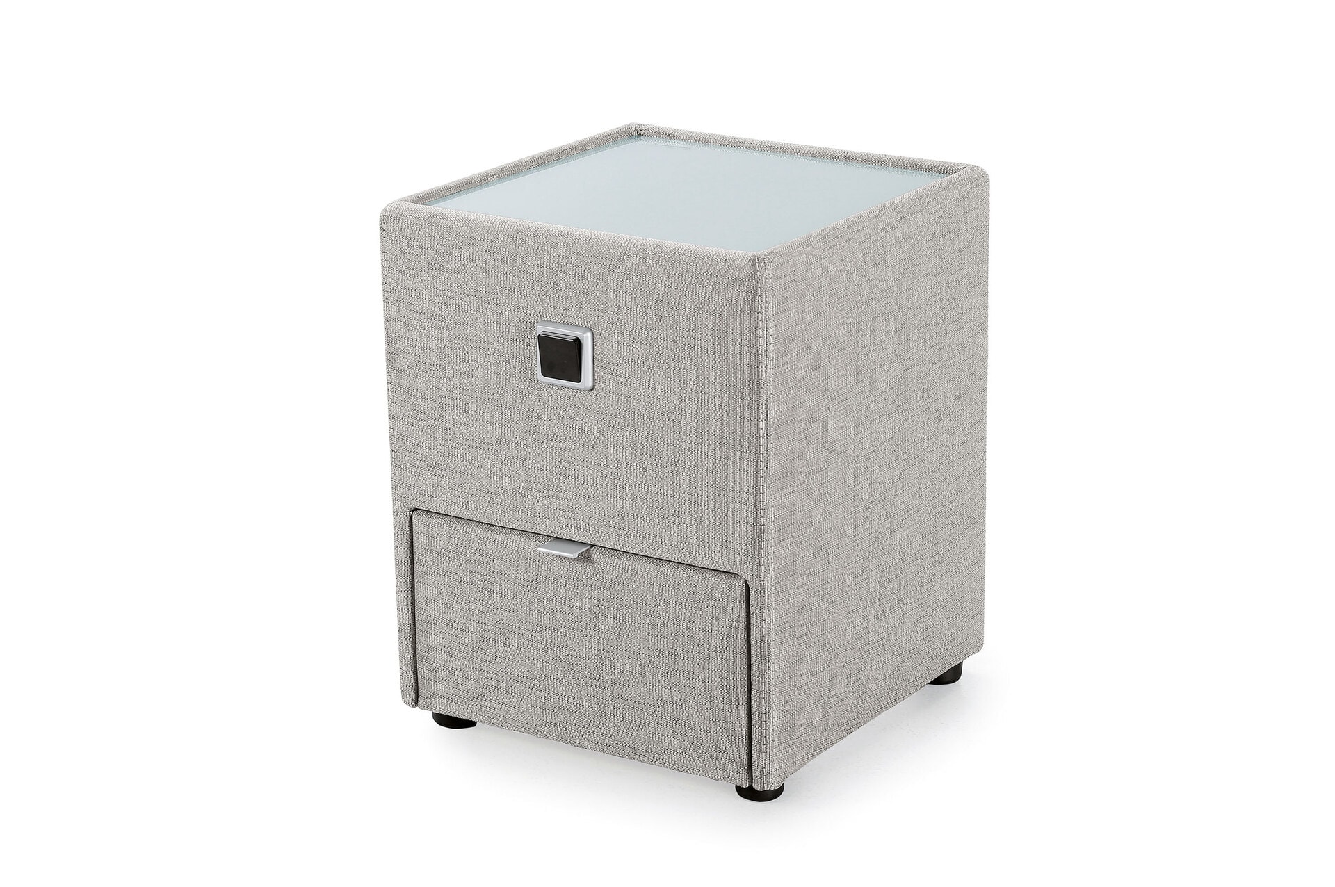 Nachtkonsole Lancy Stoffbezug Grau ca. 43 x 45 x 53 cm