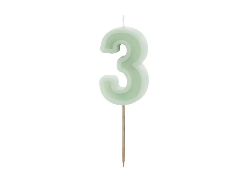 3 Jaar Kaars Mintgroen 10cm