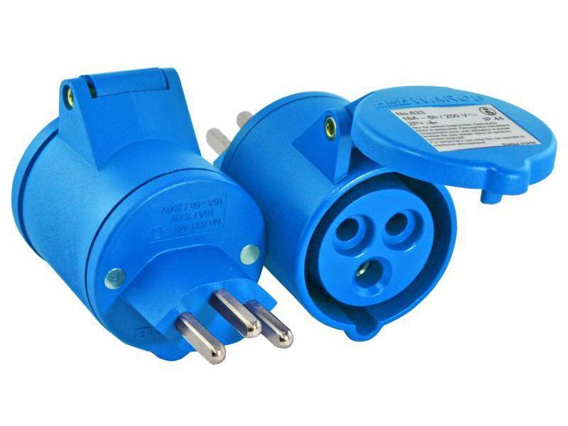 Elektromaterial Adapterstecker T23 auf CEE16/3 Warob Stromadapter T23 auf CEE 16-3