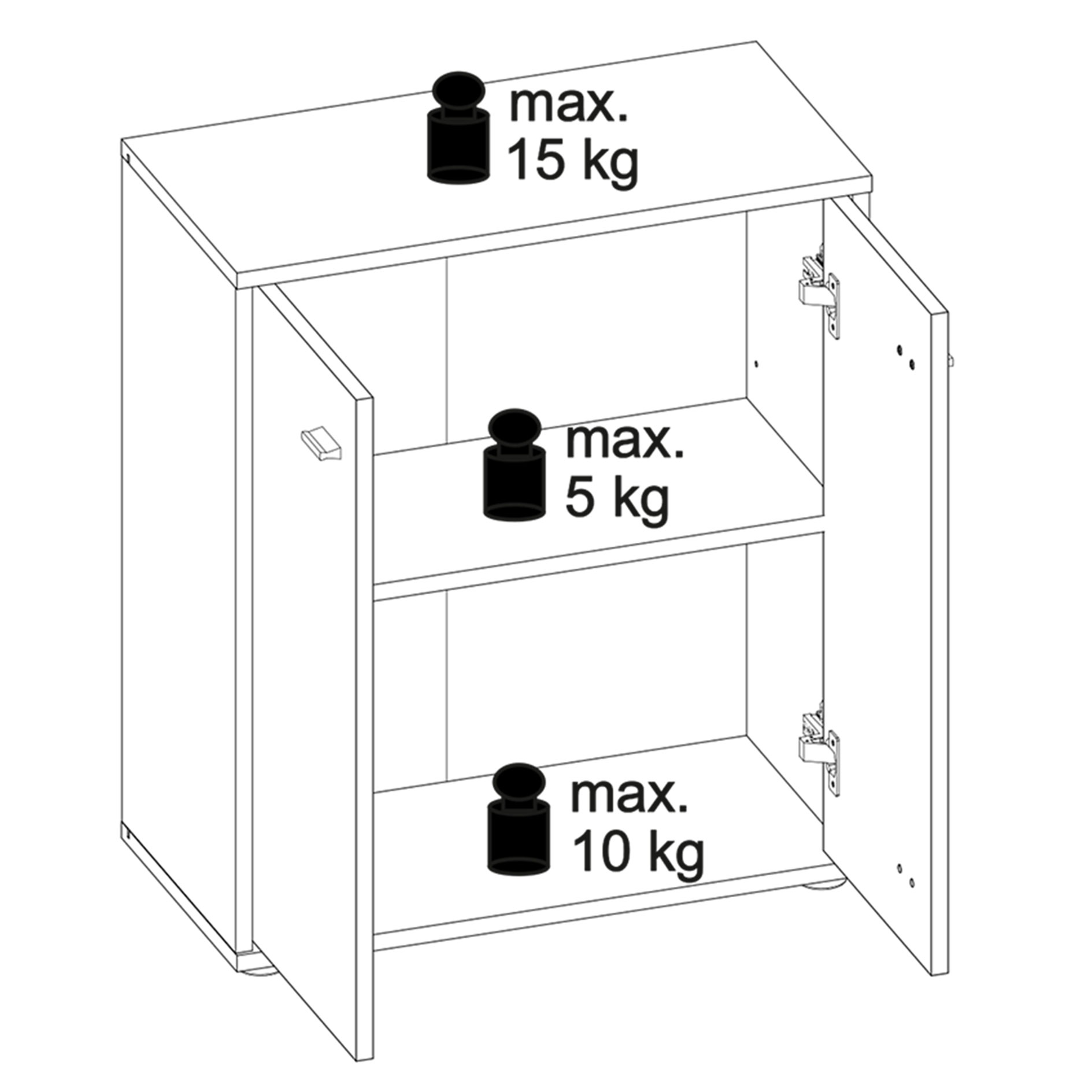 Kommode - Perlweiß - 2 Türen - 60 cm breit