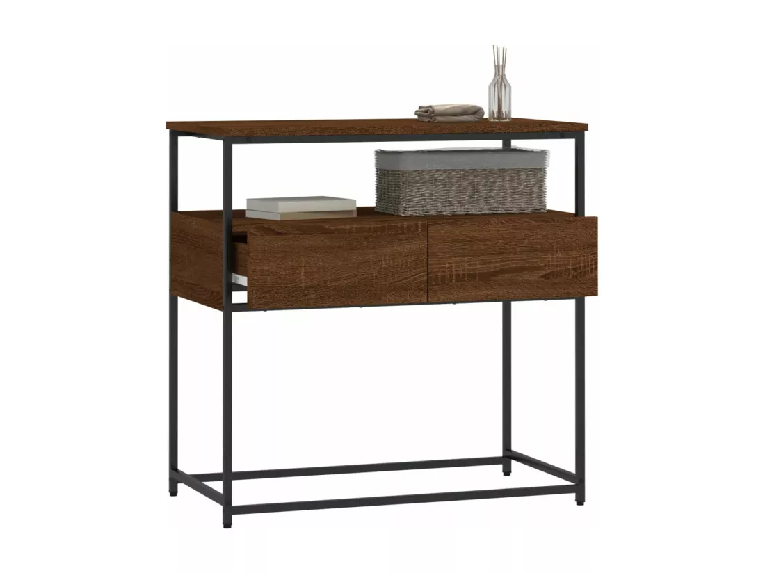 Table console chêne marron 75x40x75 cm bois d'ingénierie